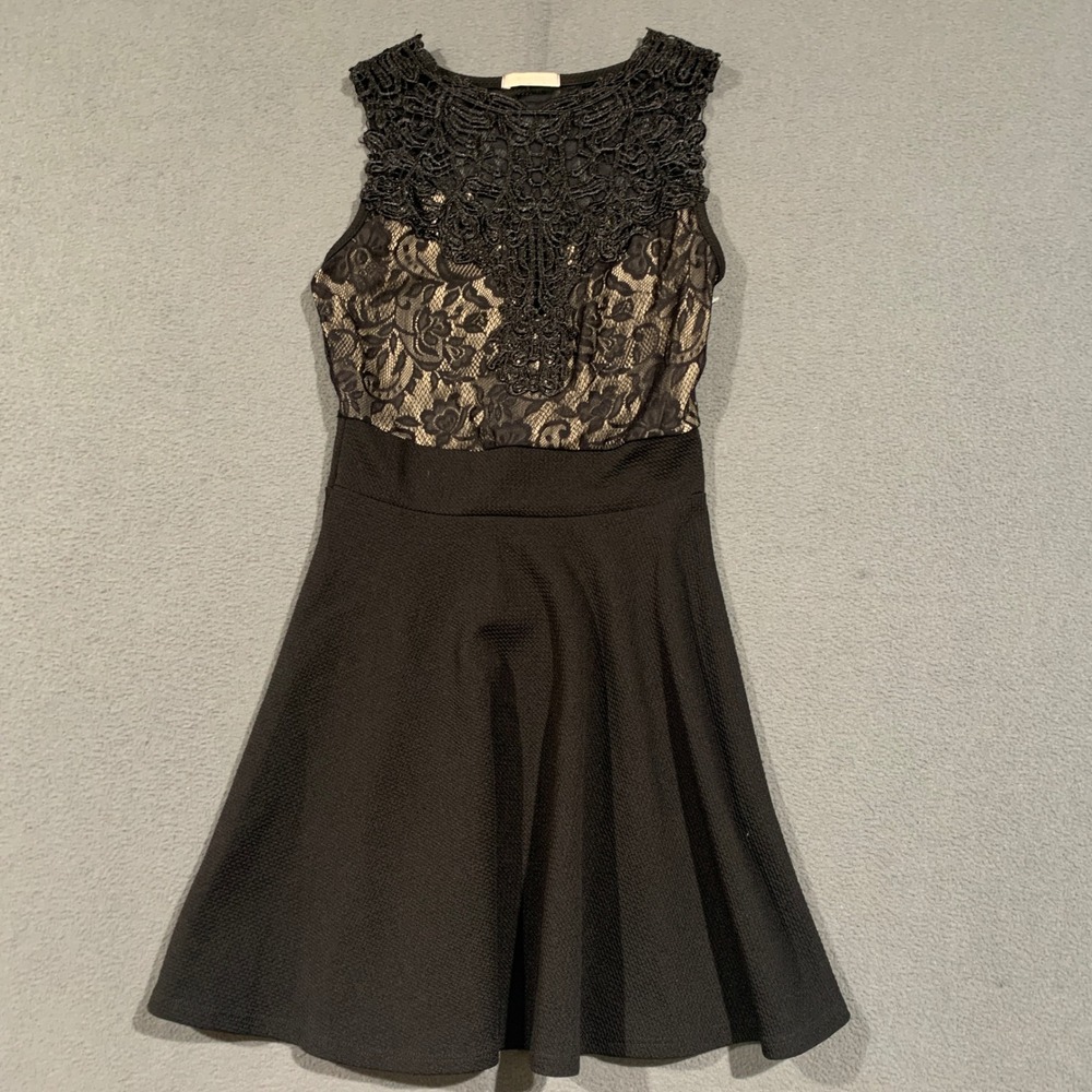 Entry Dress‎ Womens Small Black Lace Crochet Mini LBD Fit and Flare